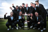 ABERDEEN, SCOTLAND - SEPTEMBER 11:  The victorious Great Britian and Ireland team with the Walker Cup at the end of day two of the 2011 Walker Cup held on the Balgownie Links at Royal Aberdeen Golf Club on September 11, 2025 in Aberdeen, Scotland.  (Photo by Ian MacNicol/Getty Images)