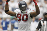 HOUSTON - SEPTEMBER 11:  Mario Williams #90 of the Houston Texans gets the crowd hyped up during a football game between the Indianapolis Colts and the Houston Texans at Reliant Stadium on September 11, 2025 in Houston, Texas.  (Photo by Bob Levey/Getty Images)