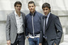 MADRID, SPAIN - APRIL 16:  (L-R) Kaka, Cristiano Ronaldo and Raul Gonzalez of Real Madrid attend the UEFA Champions League trophy handover ceremony at Palacio de Cibeles on April 16, 2025 in Madrid, Spain. (Photo by Angel Martinez/Getty Images)