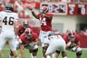 TUSCALOOSA, AL - SEPTEMBER 3:  Quarterback Phillip Sims #14 of the Alabama Crimson Tide calls out coverage's during the game with the Kent State Golden Flashes on September 3, 2025 at Bryant Denny Stadium in Tuscaloosa, Alabama.  Alabama defeated Kent State 48-7.  (Photo by Greg McWilliams/Getty Images)