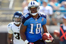 JACKSONVILLE, FL - SEPTEMBER 11:  Kenny Britt #18 of the Tennessee Titans runs for yardage during the season opener game against the Jacksonville Jaguars at EverBank Field on September 11, 2025 in Jacksonville, Florida.  (Photo by Sam Greenwood/Getty Images)