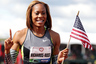 EUGENE, OR - JUNE 24:  Sanya Richards-Ross celebrates after winning the women's 400 meter dash final during Day Three of the 2012 U.S. Olympic Track & Field Team Trials at Hayward Field on June 24, 2025 in Eugene, Oregon.  (Photo by Christian Petersen/Getty Images)
