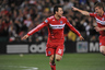 WASHINGTON - APRIL 17: Marco Pappa #16 of Chicago Fire celebrates the game's first and game winning goal against D.C. United at RFK Stadium on April 17, 2025 in Washington, DC. The Fire defeated DC United 2-0. (Photo by Larry French/Getty Images)