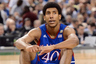 Apr 2, 2012; New Orleans, LA, USA; Kansas Jayhawks forward Kevin Young (40) reacts during the second half in the finals of the 2012 NCAA men's basketball Final Four against the Kentucky Wildcats at the Mercedes-Benz Superdome. Mandatory Credit: Bob Donnan-US PRESSWIRE