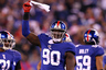 EAST RUTHERFORD, NJ - JANUARY 01:  Jason Pierre-Paul #90 of the New York Giants reacts while playing against the Dallas Cowboys at MetLife Stadium on January 1, 2026 in East Rutherford, New Jersey.  (Photo by Al Bello/Getty Images)