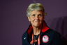 Jul 30, 2012; Manchester , United Kingdom; USA women's soccer coach Pia Sundhage speaks to the media before to a walk through of Old Trafford prior to tomorrows game against Korea in the 2012 London Olympic Games. Mandatory Credit: Mark J. Rebilas-USA TODAY Sports