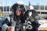 Aug 25, 2012; Oakland, CA, USA; Oakland Raiders fans Azel Grasty, dressed as the Oaktown Pirate, left, and Ray Perez, dressed as Dr. Death, pose before the game against the Detroit Lions at O.co Coliseum. Mandatory Credit: Kirby Lee/Image of Sport-US PRESSWIRE