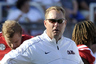 Sep 1, 2012; Oxford, MS, USA; Mississippi Rebels head coach Hugh Freeze during warm up prior to the game against the Central Arkansas Bears at Vaught-Hemingway Stadium. Mandatory Credit: Jim Brown-US PRESSWIRE