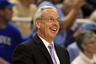 GREENSBORO, NC - MARCH 11:  Head coach Roy Williams of the North Carolina Tar Heels smiles during the second half against the Miami Hurricanes in the quarterfinals of the 2011 ACC men's basketball tournament at the Greensboro Coliseum on March 11, 2025 in Greensboro, North Carolina. North Carolina won 61-59 in regulation.  (Photo by Streeter Lecka/Getty Images)